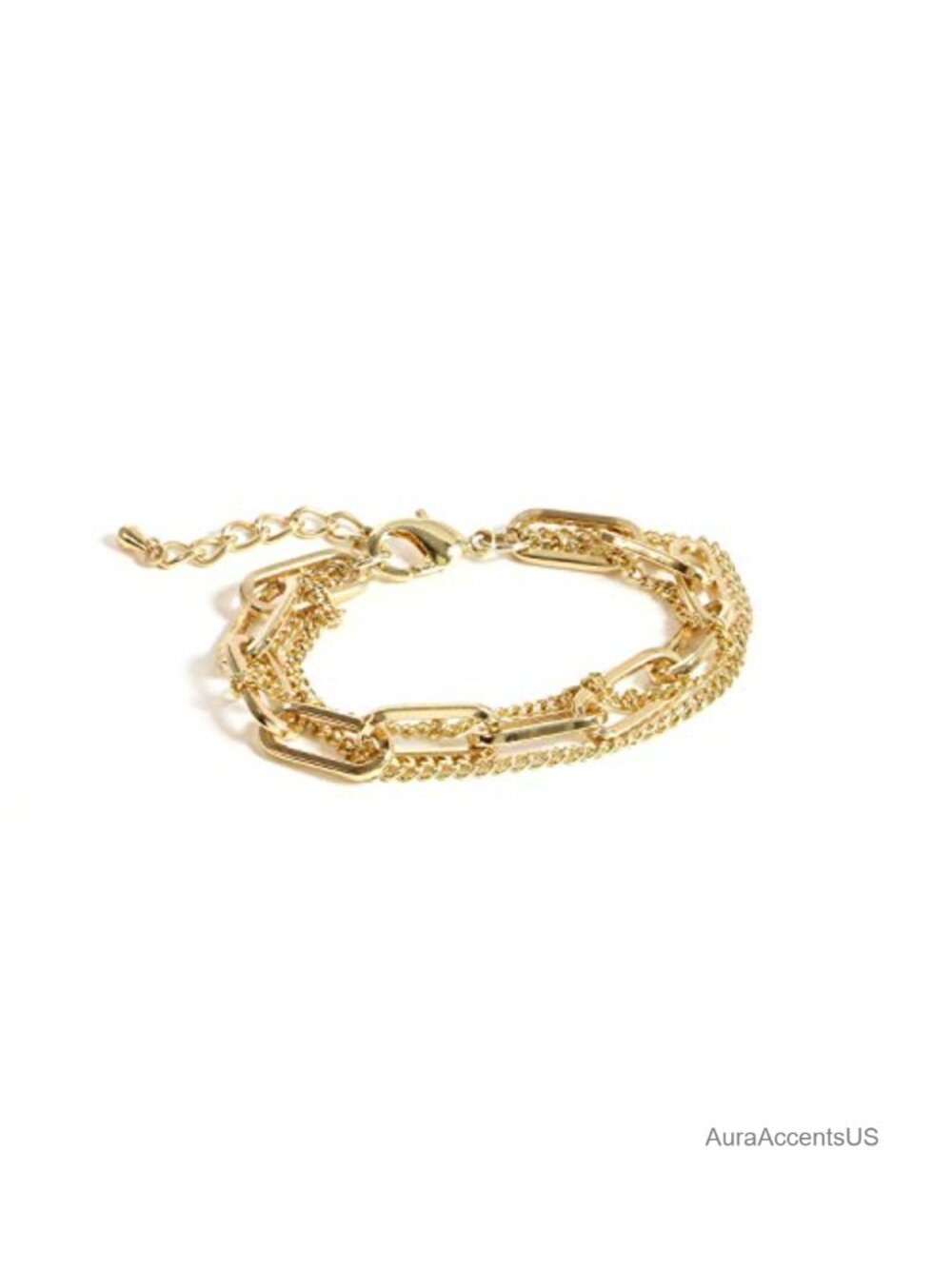 14K Gold Plated Hypoallergenic Link Bracelet Set, Layered Chain Bracelets for